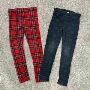 Plaid Kids Leggings - Red and Green
